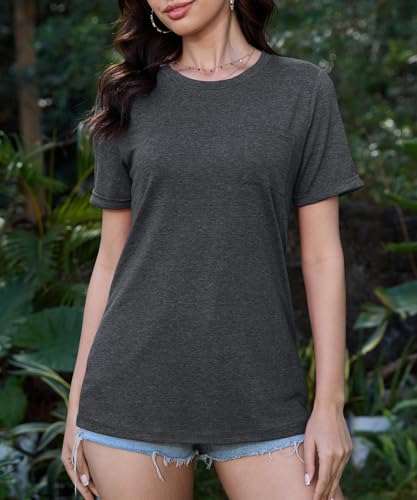 JomeDesign Womens Summer Tops Casual Short Sleeve Shirts with Pocket Lightweight Crew Neck Tee Classic Fit3