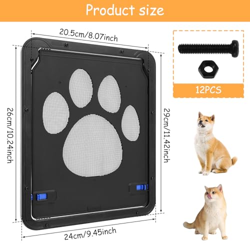 Haustierklappe Fliegengittertür 29 x 24cm, Katzenklappe Fliegengitter Atmungsaktiv mit Magnetverschluss, Hundeklappe Fliegengittertür Robust für Katzen Kleine Hunde