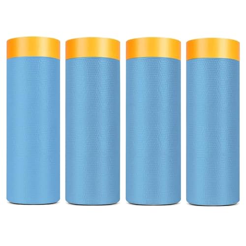 Film de masquage autocollant lot de 4 rouleaux 2,4m x 25m en plastique pour peinture