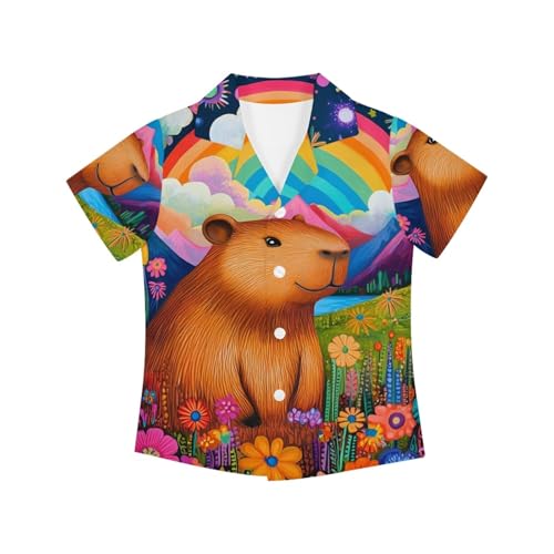 Cumagical Kids Hawaiian Shirt Short Sleeve Breathable Boys Girls Beach Party Shirt