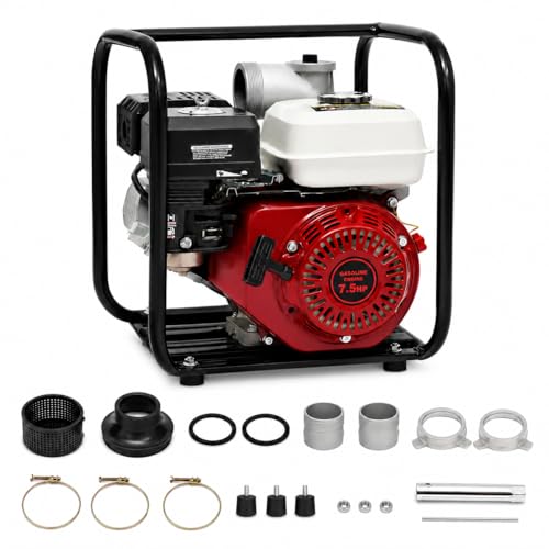 JLYNOWPT 3 Trash Pump 210cc 7.5 HP Gasoline Water Transfer Pump with 22.97ft Max Suction 91.86ft Max Lift High Pressure Water Pump for Cleaning Irrigation