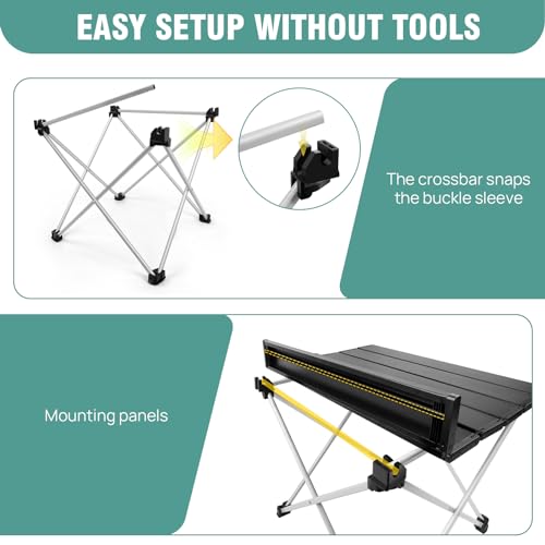 40 x 34.5cm Roll Up Portable Camping Table with Storage Bag, 2-4 Person Aluminum Folding Picnic Table, Lightweight Foldable Camp Kitchen Cooking Table, Outdoor Collapsible Table for Fishing Hiking - Image 5