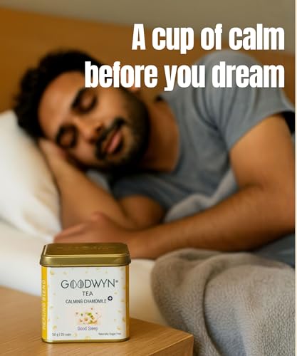 Image of Goodwyn Chamomile Tea (50g) Real Chamomile Flowers | Caffeine-Free Herbal Tea | Promotes Relaxation, Calm Sleep, Stress Relief | Non Bitter | Reusable Tin Can | Premium Hamper Gift Souvenir