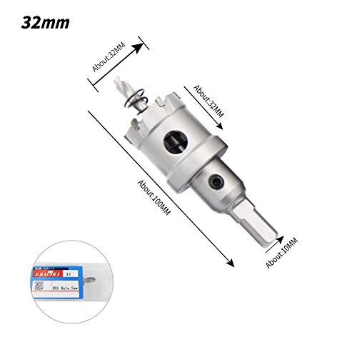 32Mm Hole Saw Laiwei Carbide Hole Cutter Stainless Steel Metal Drill Bit Tungsten Carbide Tipped Hole Saw Drill Bit (1-1/4"(32Mm)) #TOP2