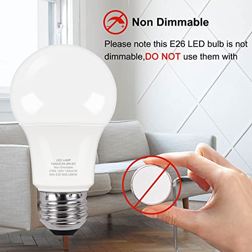PARTPHONER A19 LED Light Bulb, 60W Equivalent, 9W 2700K Soft White, E26 Standard Base Non-Dimmable LED Light Bulb, CRI 85+, 6 Packs - Thumbnail 5