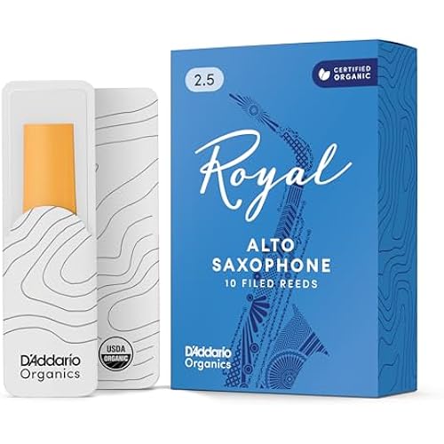 D'Addario Organics Royal Alto Saxophone Reeds Strength 2.5, 10-Pack