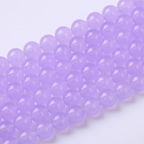 Round Loose Beads Natural Gem Beads Crystal Energy Stone Beads for Jewelry Making 15" (Light Purple Chalcedony, 8MM)