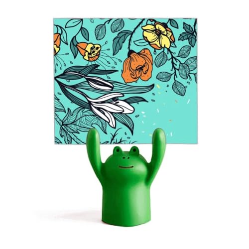 Décoration grenouille dessin animé et fleurs lys camélia pour mémo