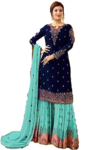 Image of SHAFNUFAB Women Semi Stitched suit for women with dupatta Ladies use for women For Emboirdery palazzo suit for And dress for wedding
