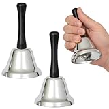 2 Stück Glocke, Silber Handglocke,Tischklingel, Metallglöckchen,Tischglocke Für Büro, Klassenzimmer Und Haustier-Training, 5 cm Durchmesser, 9.3 cm Höhe