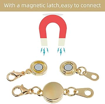 Hicarer 12 Pcs Magnetic Necklace Clasp Round Ends, Gold, Silver