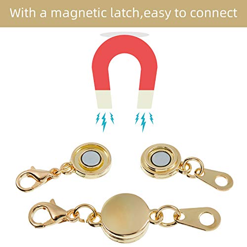 Hicarer 12 Pieces Locking Magnetic Necklace Clasp Round Necklace Extenders Magnetic Jewelry Clasps Closures Bracelet Extender for Jewelry Making (Gold, Silver)