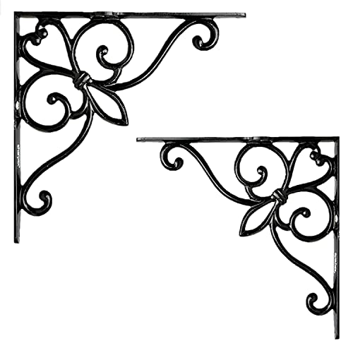 Image of Sharpex Wall Mounted Metal Bracket | Decorative Wall Hook Plant Hanger for Hanging Pots, Bird Feeders, Flower Baskets, Planters, Lanterns, Lamps, and Wind Chimes for Indoor /Outdoor Use (Black, 2 Pc)