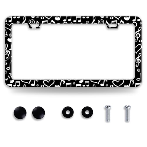 Music Note Stainless Steel License Plate Frame for US Cars Decor