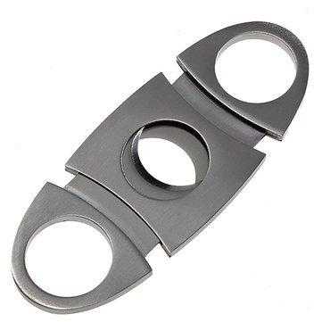 Generic Silver Stainless Steel Pocket Cigar Cutter Knife Double Blades Smoker Scissor Knife
