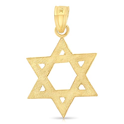Ioka - 14K Yellow Gold Star of David Charm Tiny Size Jewish Pendant For Necklace or Chain2