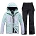 HOTIAN Damen Ski Jacke und Hosen 2 Teilig Set Skianzug Damen Wasserdicht Winddicht Winter Outdoor Warme Skifahren Skibekleidung damen set 167 GR+BK M