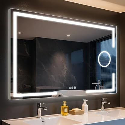 STARLEAD 100x70 cm Specchio-Bagno-con-Luce e Ingrandimento 5X, Specchiera-Bagno-LED con Antifog, Dimmerabile, 3 Colori Luce, Memoria, IP44, Vetro Temperato, Telaio in Alluminio: vedi il prezzo e le caratteristiche Foto di STARLEAD 100x70 cm Specchio-Bagno-con-Luce e Ingrandimento 5X, Specchiera-Bagno-LED con Antifog, Dimmerabile, 3 Colori Luce, Memoria, IP44, Vetro Temperato, Telaio in Alluminio