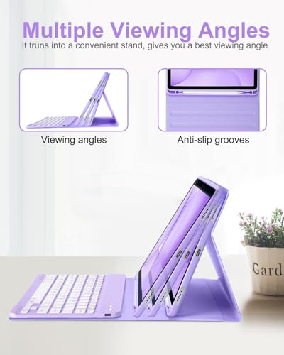 Image of EAMPANG Case with Keyboard Mouse for Samsung Galaxy Tab S10 Lite /S10 FE 5G /S9 FE 10.9 Inch /S9 11 Inch,7 Color Rainbow Backlit Detachable USB-C Keypad Magnetic Cover with Pencil Holder Purple