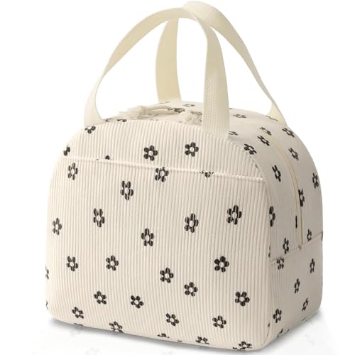 Baglemon Lunch Bag for Women Men Cute Corduroy Lunch Tote Bags Reusable Insulated Lunch Box Large Capacity Reusable Insulated Cooler for Work/Picnic/Travel