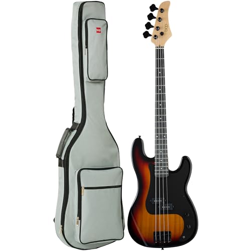 Best Choice Products Full Size Beginner 4-String Electric Bass Guitar, Wooden PB-Style Bass Starter Set w/Padded Carrying Case – Sunburst/Black