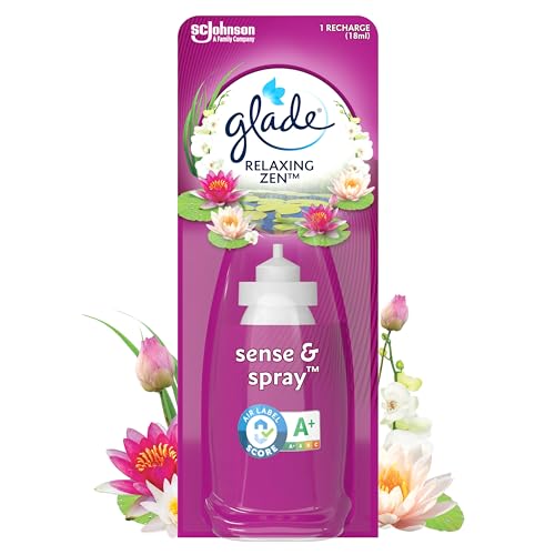 Glade Sense et Spray Recharge Diffuseur à Détection de Mouvement - Infusé Aux Huiles Essentielles - Jusqu'à 2 Mois de Parfum - Relaxing Zen - 1 Recharge