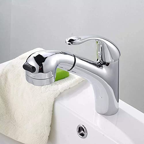 Robinet extractible salle de bains mitigeur lavabo chromé eau chaude et froide
