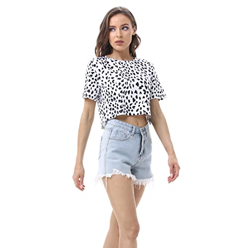 Womens Summer Crop Top T Shirts,Trendy Short Sleeve Graphic Leopard Print Cropped Crop Tops for Womens4