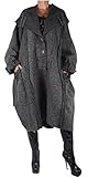  Damen Wolle Lagenlook Ballon Wintermantel Mantel Swinger lang XXL 3XL 4XL 5XL 6XL Grau Übergang Winter (5XL)