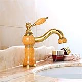 KKXXYQFC Grifo de baño clásico Jade Jade Cuerpo lámpara de latón lifina de Cocina Agua de Lavabo, Corto