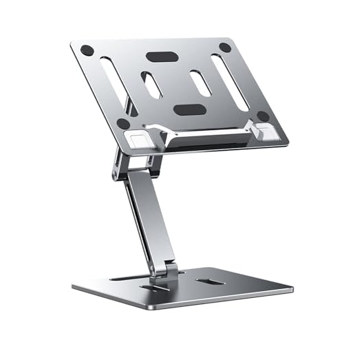 Supporto regolabile in metallo per computer portatile, ergonomico con sfiato di calore, per notebook e tablet, migliora il raffreddamento e il comfort per ricette e riviste