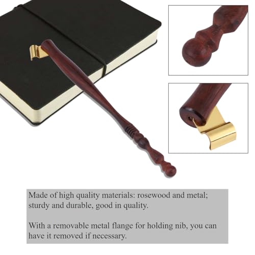Rosewood English Calligraphy Dip Pen Handle Nib Holder with Removable Metal Flange Lightweight Sturdy Calligraphy Pen calligraphy nibs dip pen holder Calligraphy Pens - Image 2