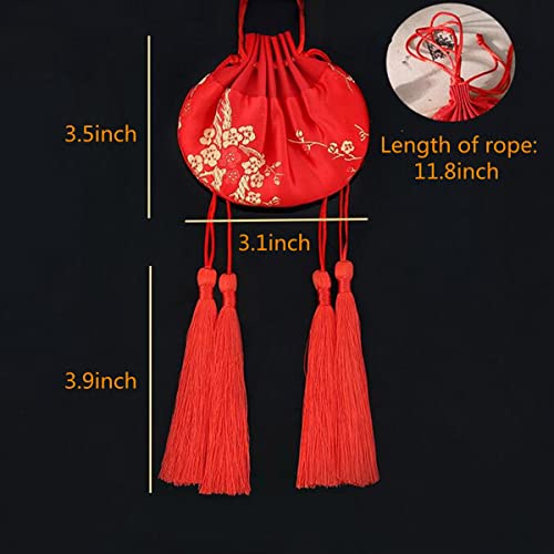 Bolsitas de seda brocada chinas x6 con cordón miniatura 2