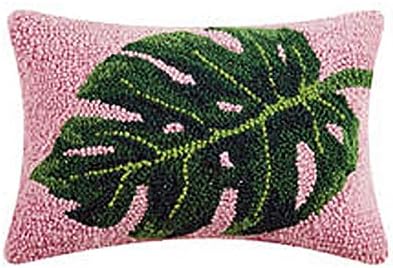 Peking Handicraft Tropical Palm Mini Hooked Wool Pillow 8 x 12