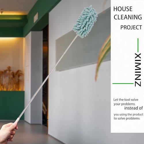 Image of Green Retractable Microfiber Duster for Cleaning Extendable Washable Hand Duster Feather Duster Cleaning Tool for Cleaning Office, Car, Window, Computer, Air Condition