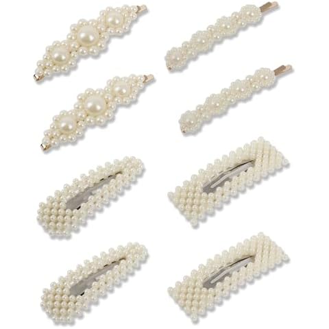 JELIEE 8 PCS Pearl Hair Clips Large Hair Clips Pins Barrette Ties Hairpins for Woman Headwear Sweet Hair Accessories Fashion Cute Hair Clips Cover
