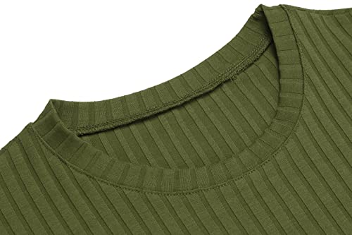 Urru Men's Muscle T Shirts Stretch Short Sleeve Bodybuilding Workout Casual Slim Fit Tee Shirts Army Green L #TOP5