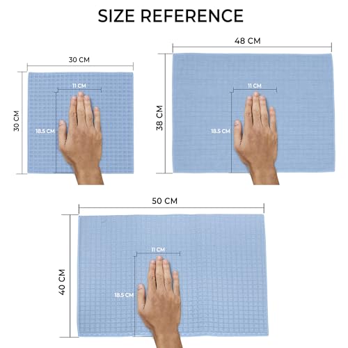 Image of Cutting EDGE 220 GSM Car & Bike Cleaning Combo Set of 3, Microfiber Cloth, Scrub Cloth & Drying Mat, Absorbent, Lint Free & Scratch Free for Car Cleaning (Light Blue)