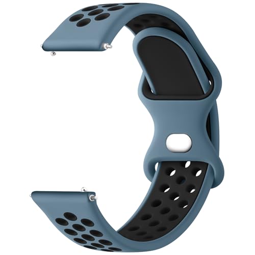 Meliya 20mm 22mm Watch Bands Quick Release Replacement Wristband, Soft Silicone Bands Breathable Sport Replacement Straps for Men Women (22mm, Blue Gray-Black) by Meliya - Used condition - US$6.60