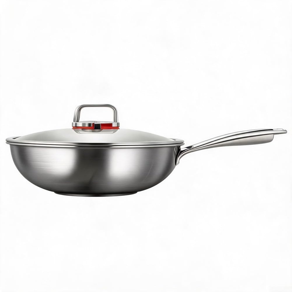Wok Acciaio 316 Spesso 5 Strati Antiaderente Induzione