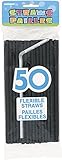 Flexible Plastic Drinking Straws, Black, 50ct
