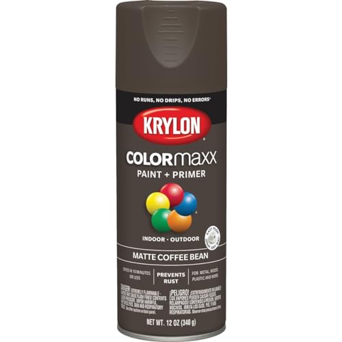Image of Krylon K05596007 COLORmaxx Spray Paint and Primer for Indoor /Outdoor Use, Matte Coffee Bean