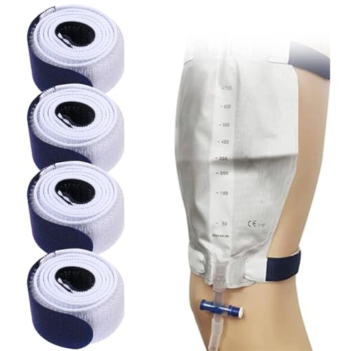 NUOOO - 4 Pcs Catheter Leg Bag Holder Strap Catheter Stabilization Device Catheter Fixation Straps Leg Urinary Drainage Tube Holder Fixation Tapes with Soft Elastic Fabric for Incontinence Urine Bag