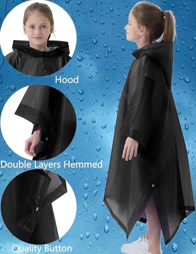 Image of Rain Poncho for Kids(2 Pack) Waterproof Reusable EVA Raincoat One Size Rain Jackets for Children,Boys and Girls