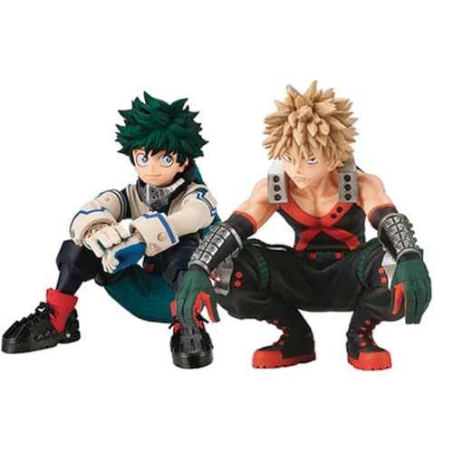 DEXSHUN Midoriya Izuku Lot de 2 figurines d'anime MHA Midoriya Izuku/Bakugou Katsuki Modèle PVC Ornements Décoration de bureau Cadeaux pour les fans de MHA 10 cm