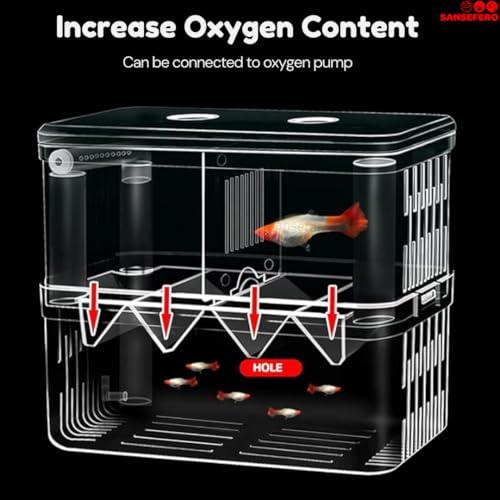 Image of Sansefero Double Deck Isolation Breeding Box for Aquarium Self Floating Multifunctional Isolation Acrylic Hatchery Incubator with Low Deck Seperating Small Fish (M)