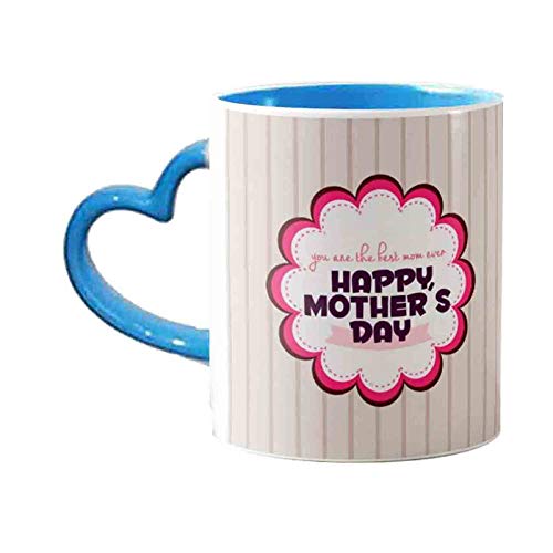 Vocal for Local Printed Ceramic Heart Handle Coffee Mug You are The Best mom Ever, Happy Mother's Day Gift for Mother