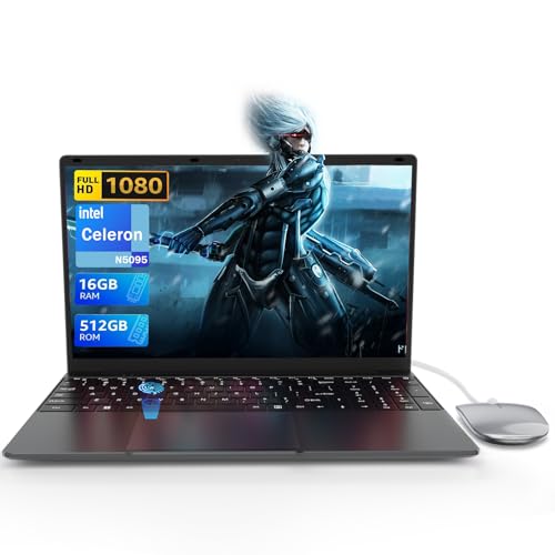 Ordinateur Portable 15.6 Pouces PC Portable 16Go RAM 512Go SSD Celeron N5095 Laptop Computer Touch ID Bluetooth 4.0 WiFi5 USB 3.0