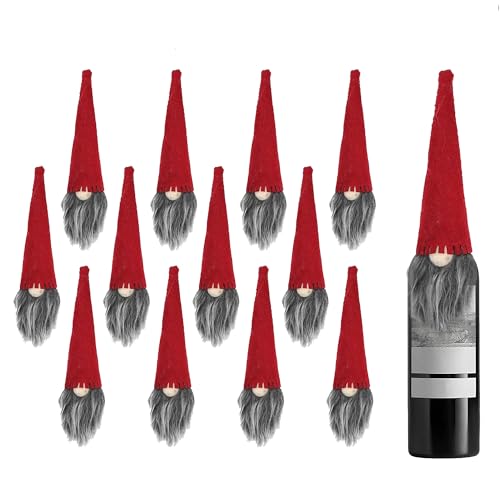 TogtherKings 12 Stück Flaschen Deko Weihnachten, Weihnachtsmützen...