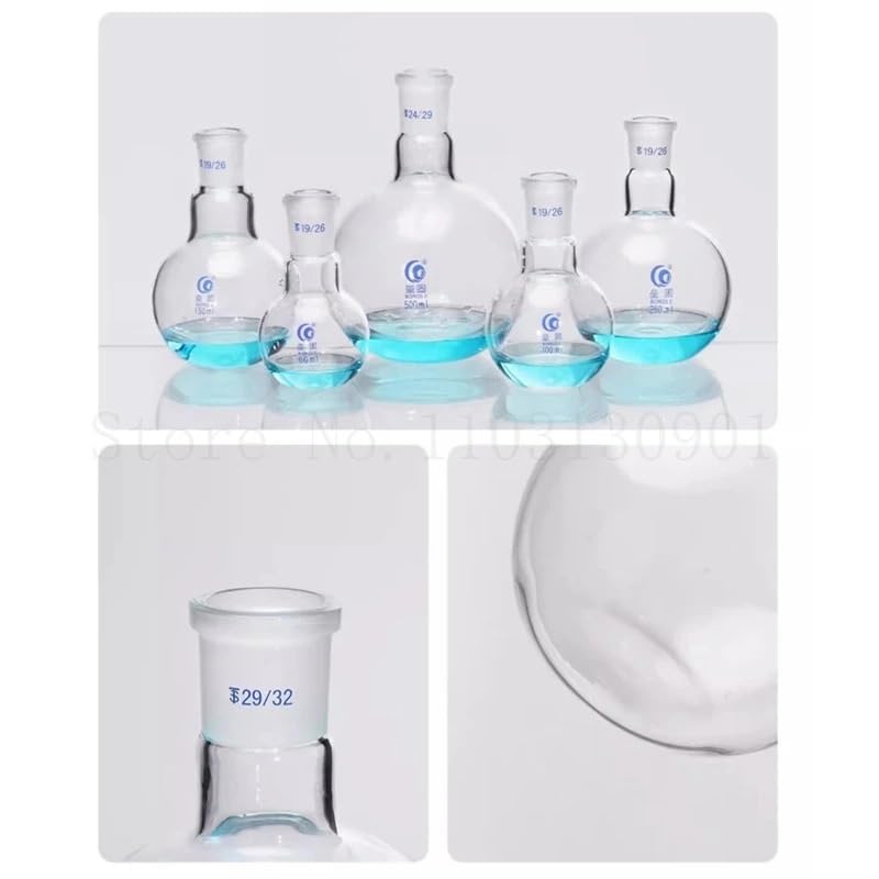 1 pallone da distillazione da laboratorio da 50 ml a 1000 ml n. 24, con collo singolo e fondo piatto.(150ml)